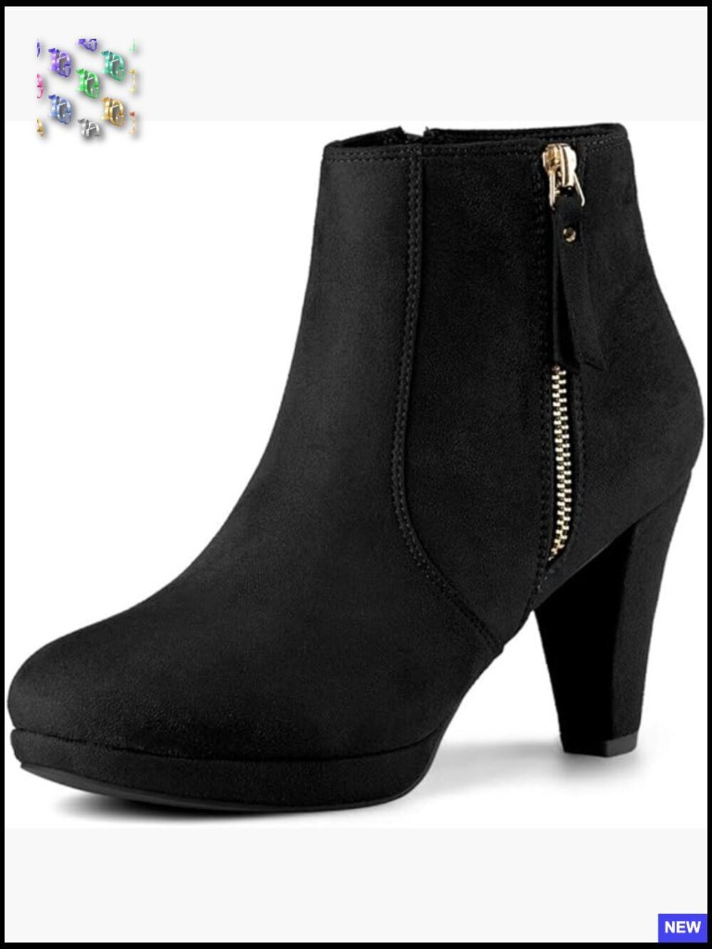 Side Zip Low Platform Chunky Heel Ankle Booties Padded Insole Faux Suede